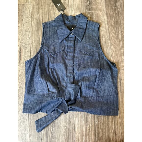 NWT G-Star Raw Denim Tacoma knotted sleeveless top size S - Picture 1 of 9